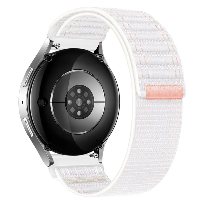 Bracelet en nylon pour Samsung Galaxy Watch7 44 mm / 40 mm, 20 mm, motif ondulé, fermeture velcro, bracelet blanc