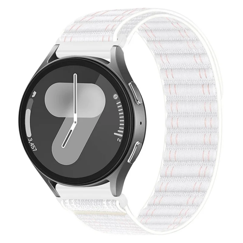 Bracelet en nylon pour Samsung Galaxy Watch7 44 mm / 40 mm, 20 mm, motif ondulé, fermeture velcro, bracelet blanc