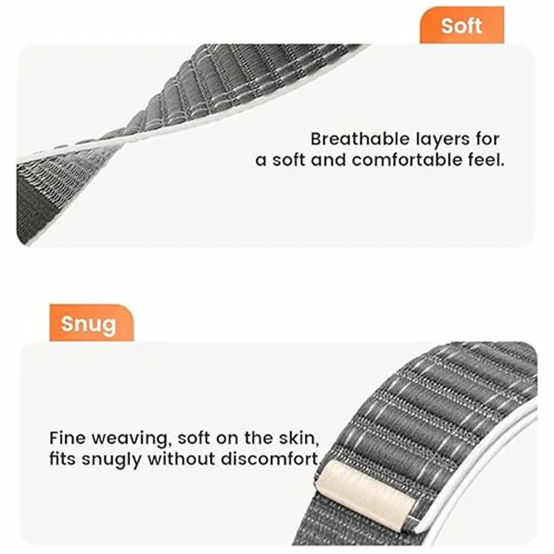 Bracelet en nylon pour Samsung Galaxy Watch7 44 mm / 40 mm, 20 mm, motif ondulé, fermeture velcro, bracelet blanc