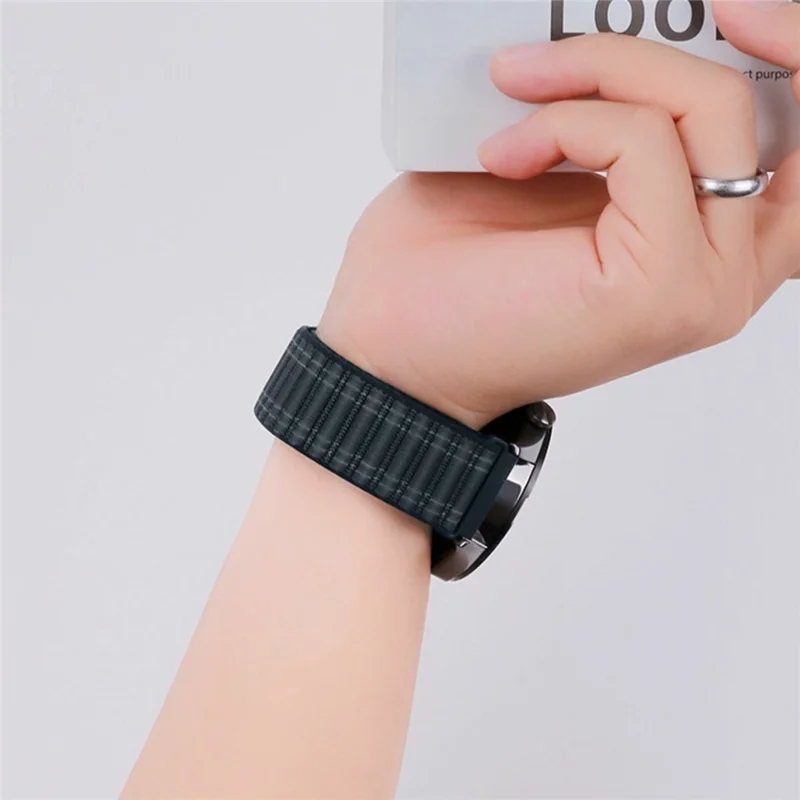 Bracelet en nylon pour Samsung Galaxy Watch7 44 mm / 40 mm, 20 mm, motif ondulé, fermeture velcro, bracelet blanc