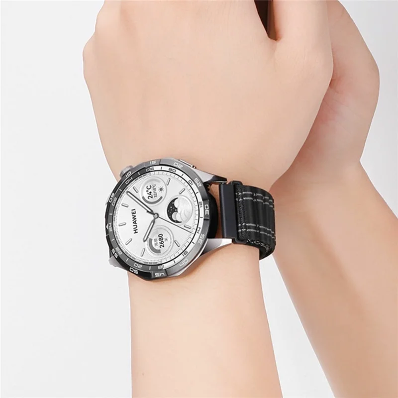 Bracelet en nylon pour Samsung Galaxy Watch7 44 mm / 40 mm, 20 mm, motif ondulé, fermeture velcro, bracelet blanc