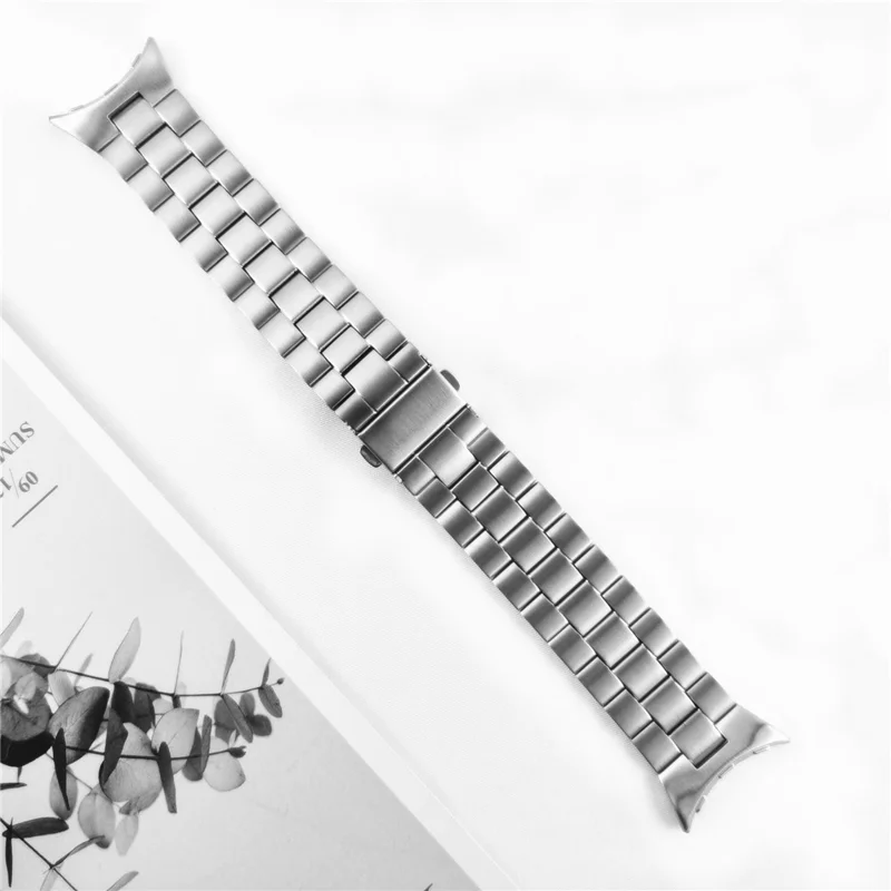 Integrated 3-Link Watch Band for Google Pixel Watch 4 45mm / 3 45mm Titanium Alloy Strap with Butterfly Clasp - Silver