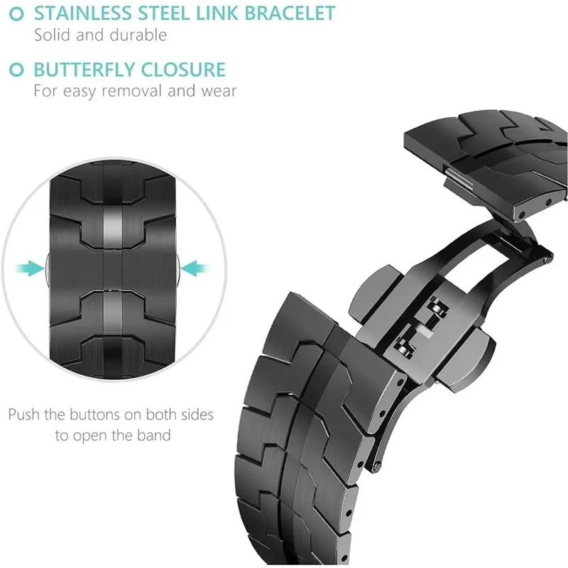 Butterfly Verschluss Armband für Google Pixel Watch 4 45mm / 3 45mm Titanlegierung Armband - Schwarz