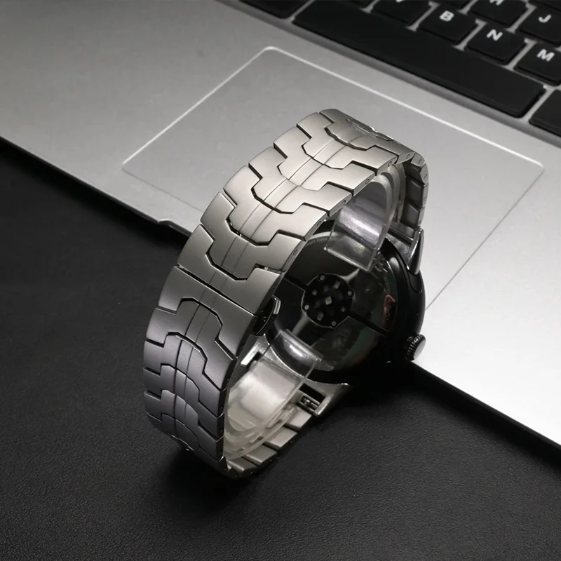 Butterfly Verschluss Armband für Google Pixel Watch 4 45mm / 3 45mm Titanlegierung Armband - Schwarz