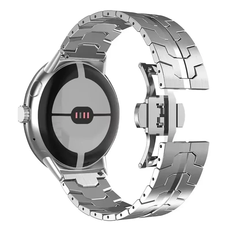 Watch Band For Google Pixel Watch 3 41mm / Watch 2 / Watch Butterfly Clasp Stainless Steel Wrist Strap - Silver