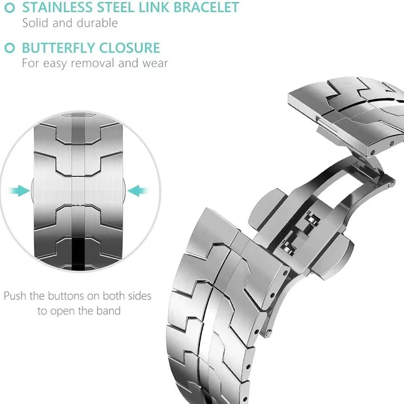 Watch Band For Google Pixel Watch 3 41mm / Watch 2 / Watch Butterfly Clasp Stainless Steel Wrist Strap - Silver