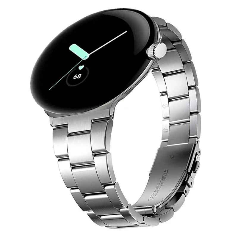 3-Bead Stainless Steel Band for Google Pixel Watch 3 41mm / Watch 2 / Watch Removable Links Adjustable Watch Strap - Silver