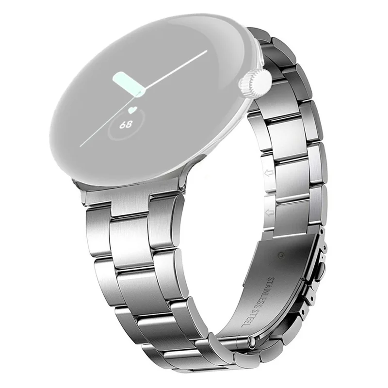 3-Bead Stainless Steel Band for Google Pixel Watch 4 45mm / 3 45mm Removable Links Adjustable Watch Strap - Silver