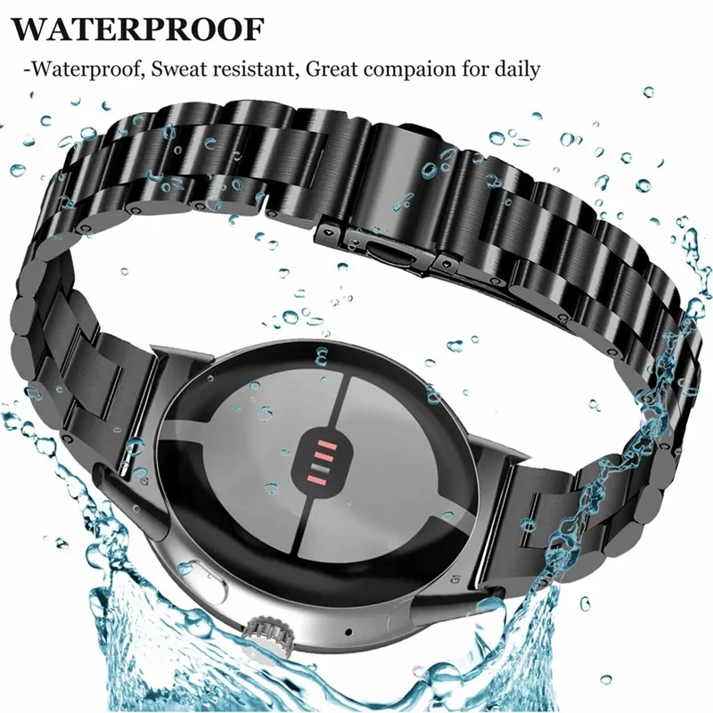 3-Bead Stainless Steel Band for Google Pixel Watch 4 45mm / 3 45mm Removable Links Adjustable Watch Strap - Silver