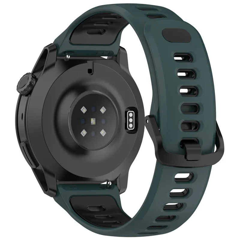 Bracelet en silicone bicolore pour Coros Pace 4, bracelet de montre respirant à fixation rapide - vert olive / noir
