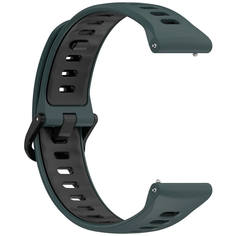 Bracelet en silicone bicolore pour Coros Pace 4, bracelet de montre respirant à fixation rapide - vert olive / noir