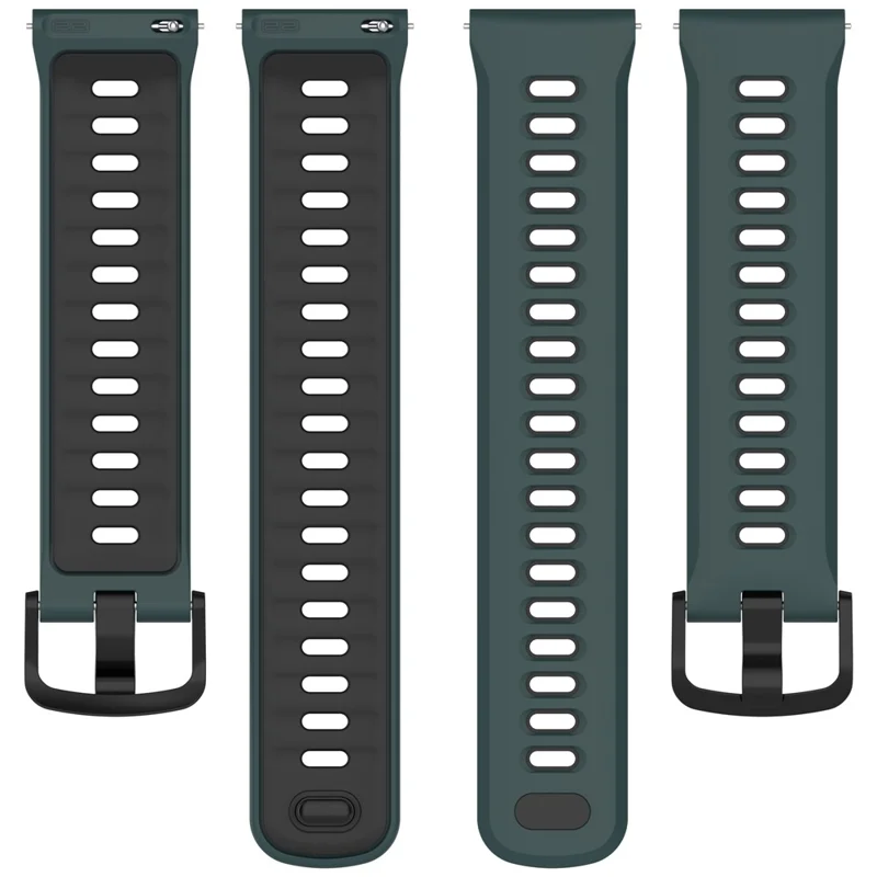Bracelet en silicone bicolore pour Coros Pace 4, bracelet de montre respirant à fixation rapide - vert olive / noir