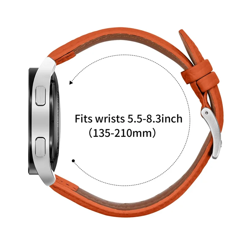 Litchi-Struktur aus echtem Rindslederband für Huami Amazfit Active 2 Square / Active 2 / GTR Mini, spitz zulaufendes Armband mit silbernem Verschluss – Orange