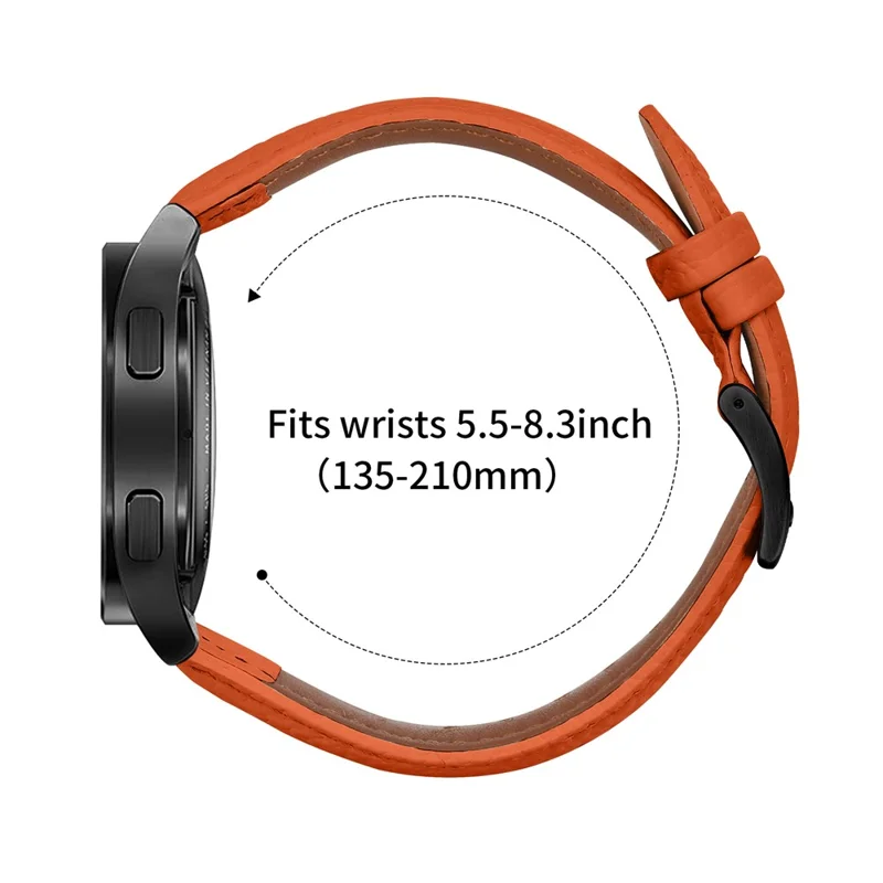 Litchi Textured Genuine Cow Leather Strap with Electroplated Buckle for Huami Amazfit Active 2 Square / Active 2 / GTR Mini Pointed-End Watch Band - Orange  /  Black