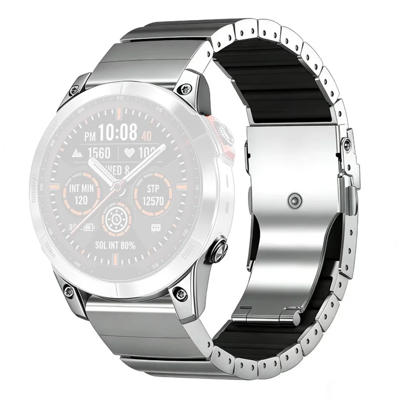 22mm Titanium Alloy + Silicone Watch Band for Garmin Fenix 8 Pro AMOLED 47mm  /  8 47mm  /  E 47mm Quick Release Replacement Strap - Silver  /  Black