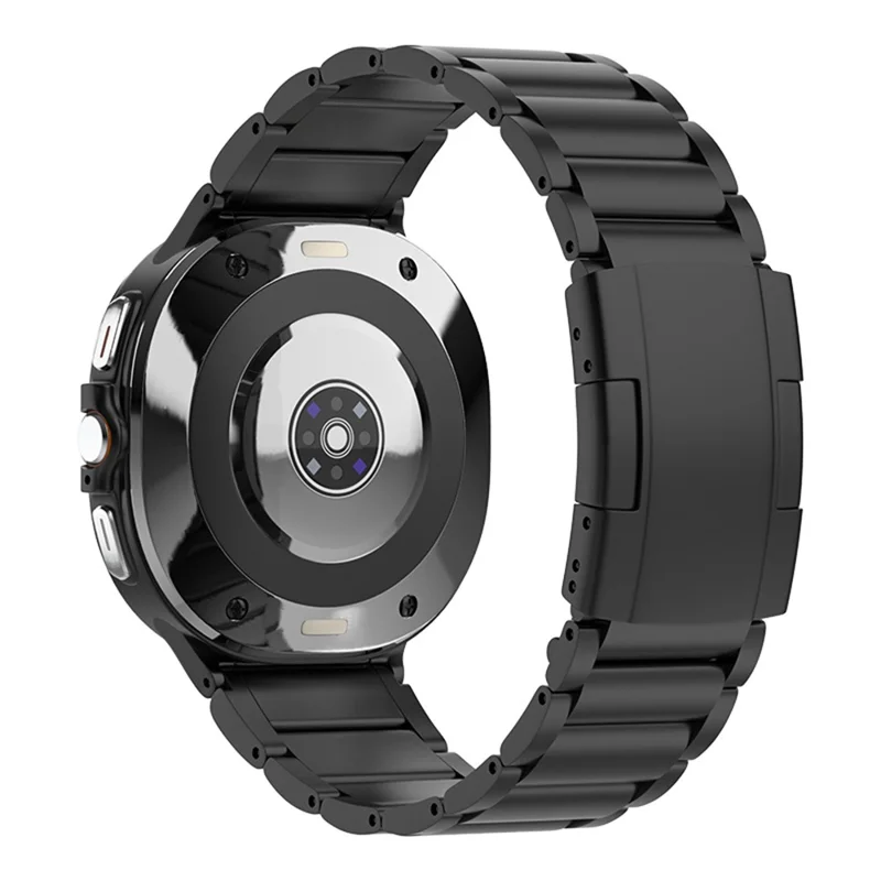 For Samsung Galaxy Fit3 Watch Band 3-Bead Turtle Back Buckle Titanium Alloy Strap - Black