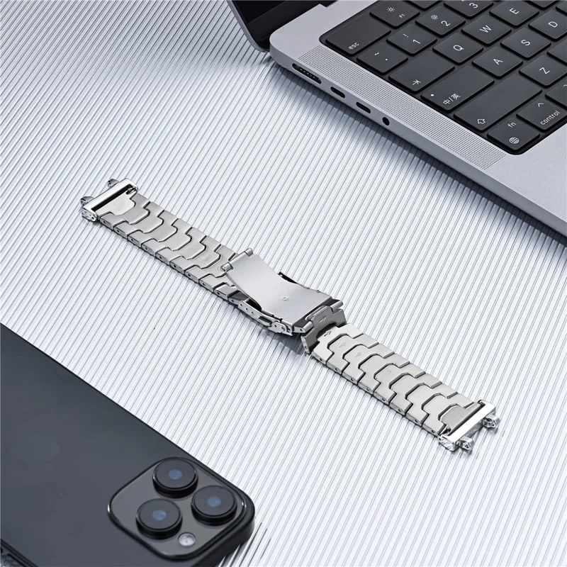 For Huami Amazfit T-Rex 3 Titanium Alloy Watch Strap Adjustable Wristband with Stainless Steel Buckle - Silver