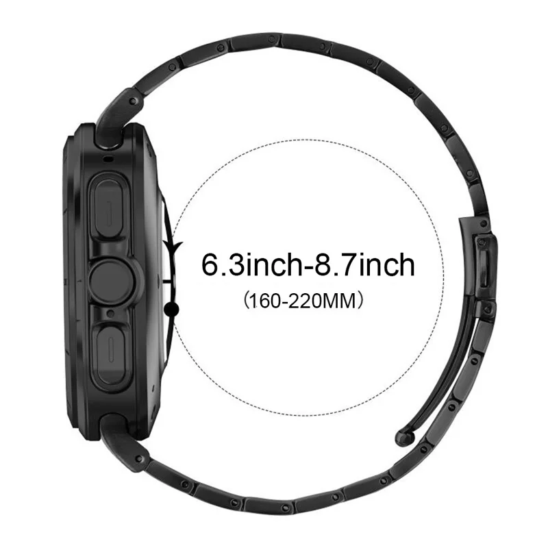 Für Huami Amazfit T-Rex Pro Ersatzarmband H-Link Edelstahl-Armband - Schwarz