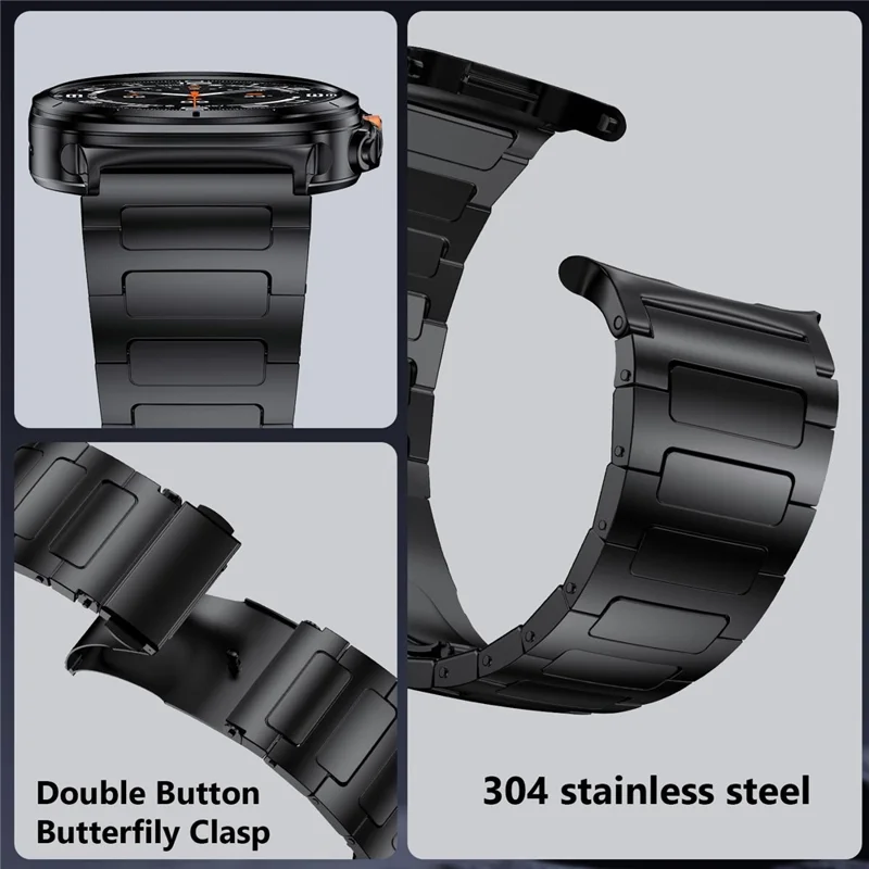 Ersatzarmband für Huami Amazfit T-Rex 3, H-Link Armband aus Edelstahl – Schwarz