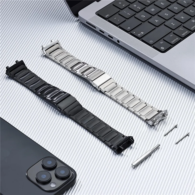 Ersatzarmband für Huami Amazfit T-Rex 3, H-Link Armband aus Edelstahl – Schwarz