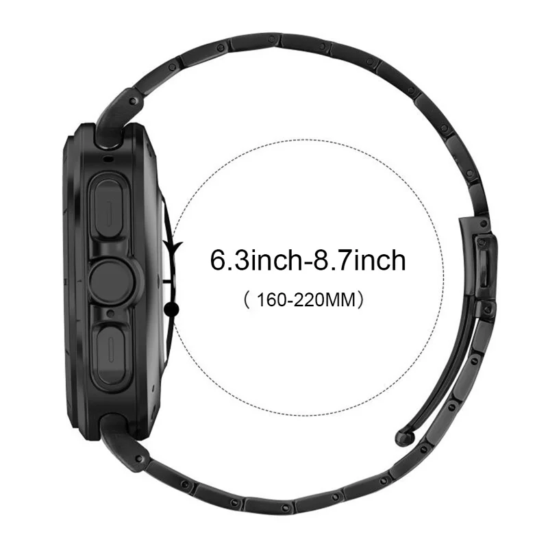 Ersatzarmband für Huami Amazfit T-Rex 3, H-Link Armband aus Edelstahl – Schwarz