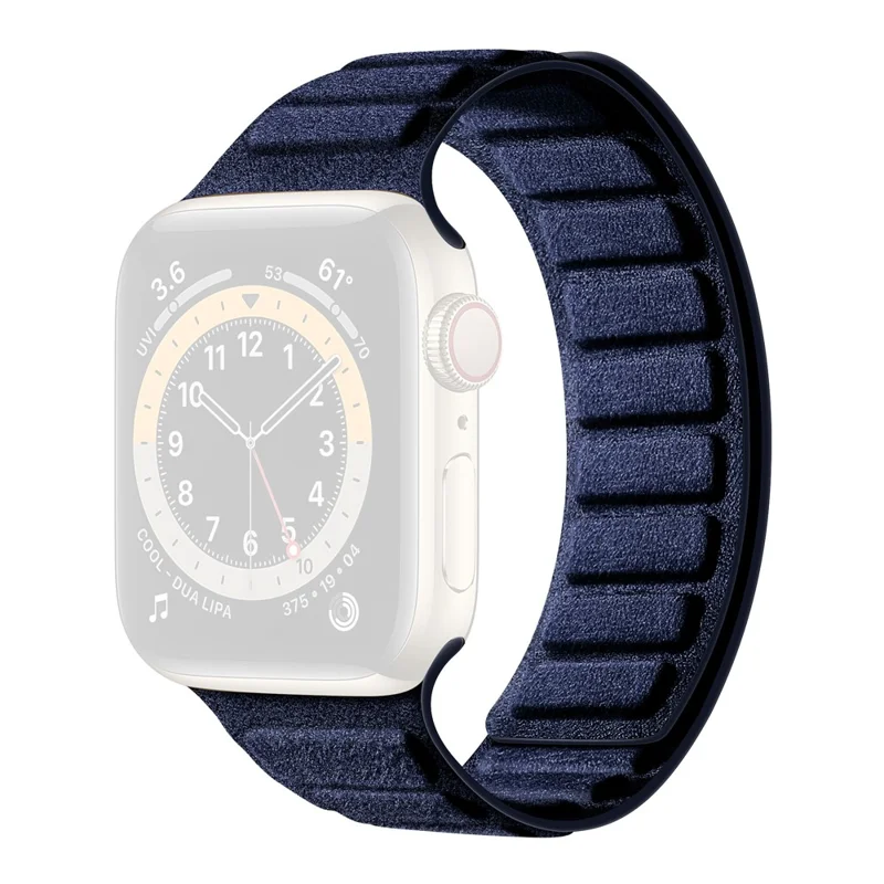 Pulseira Magnética em Camurça para Apple Watch Series 11 10 42mm / 9 8 7 41mm / SE3 SE2 SE 6 5 4 40mm / 3 2 1 38mm, Pulseira Quadrada - Azul Marinho