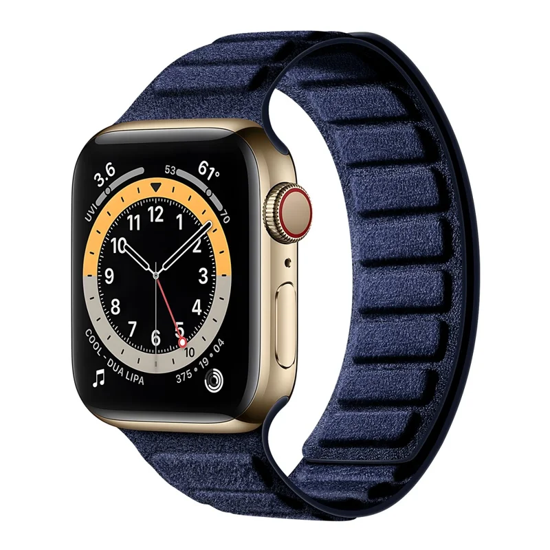 Pulseira Magnética em Camurça para Apple Watch Series 11 10 42mm / 9 8 7 41mm / SE3 SE2 SE 6 5 4 40mm / 3 2 1 38mm, Pulseira Quadrada - Azul Marinho