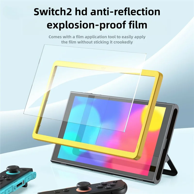 2 pièces pour protecteur d'écran Nintendo Switch 2 anti-empreintes HD 9H en verre trempé résistant aux chocs avec cadre d'alignement