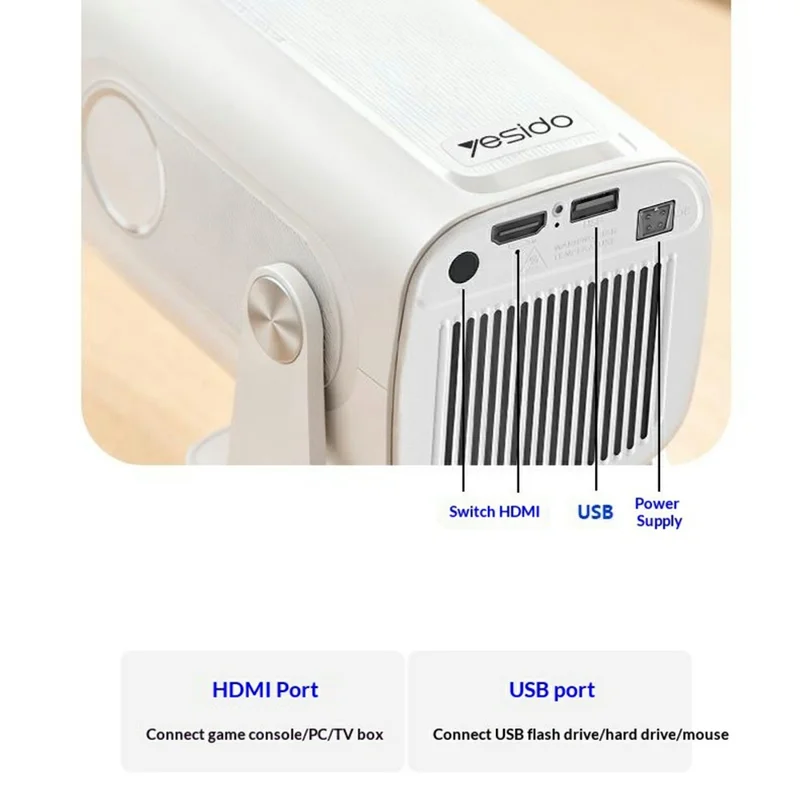 YESIDO TV16 1080P Projektor Auto Fokus Bluetooth-Kompatibel 5.4 Smart Hjemmeteatersystem - EU Stik