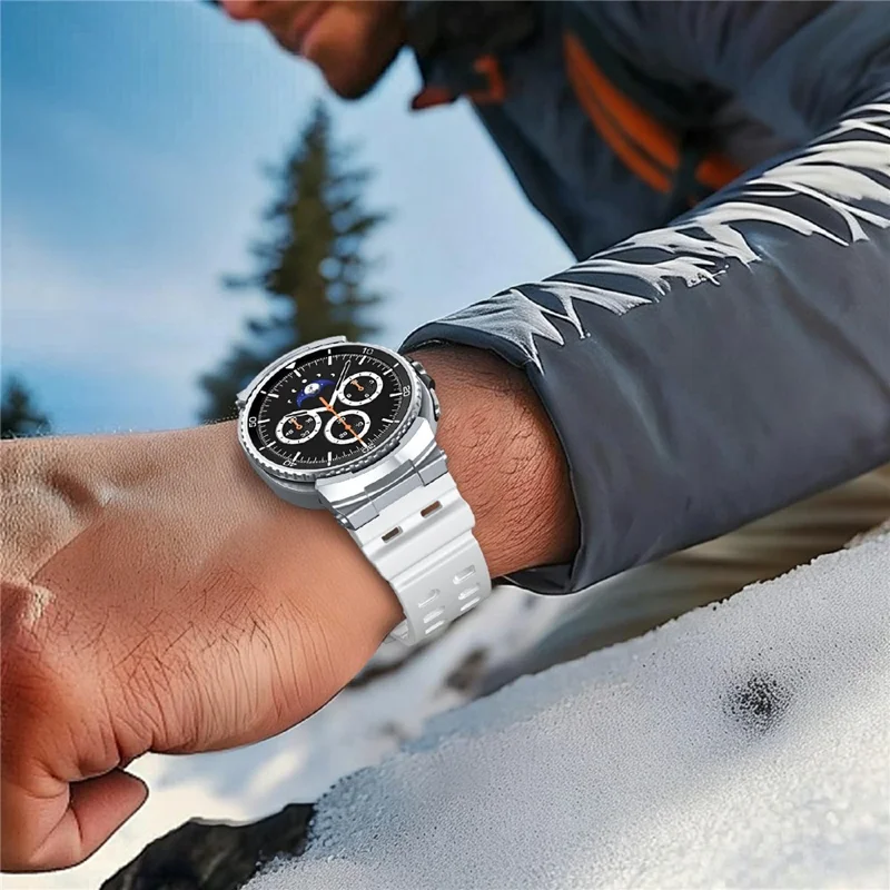 Pulseira Respirável com Duplo Furo para Samsung Galaxy Watch8 Classic 46 mm / Watch8 40 mm / 44 mm, Pulseira em Silicone - Branco