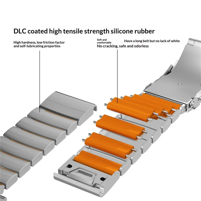 22mm Folding Clasp Watch Band for Huawei Watch GT 6 / 6 Pro / 5 / 5 Pro / 4 / 3 / 2 46mm Quick Release Titanium Alloy Wrist Strap - Black / Orange