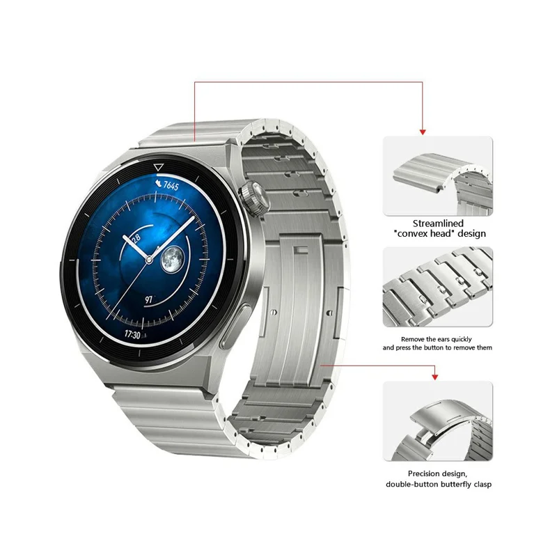 22mm Titanium Alloy Watch Band for Huawei Watch GT 6  /  6 Pro  /  5  /  5 Pro  /  4  /  3  /  2 46mm Quick Release Button Replacement Strap - Grey