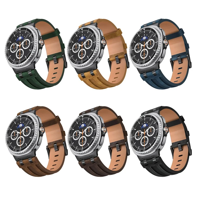 Crazy Horse Texture PU Watch Band for Samsung Galaxy Watch8 Classic 46mm / 8 44mm 40mm Retro Style Replacement Strap - Brown