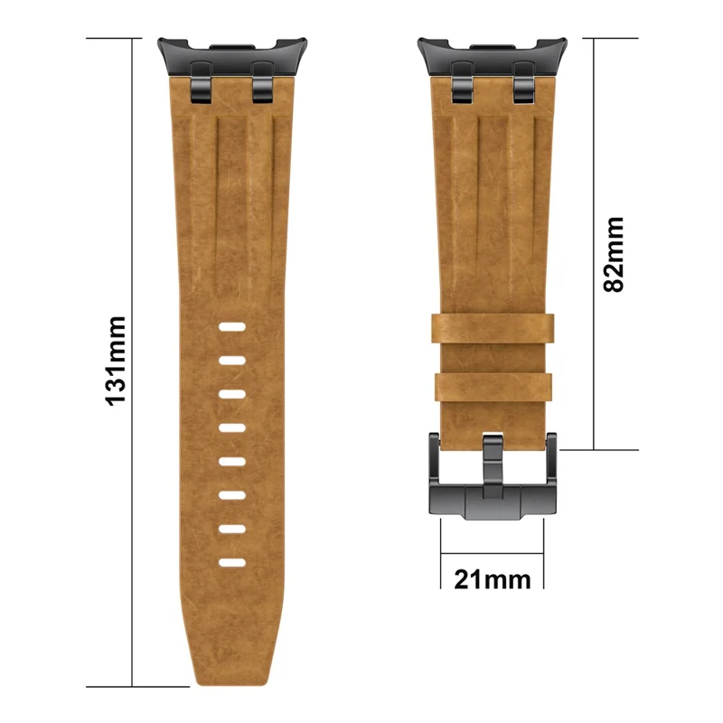 Crazy Horse Texture PU Watch Band for Samsung Galaxy Watch8 Classic 46mm / 8 44mm 40mm Retro Style Replacement Strap - Brown