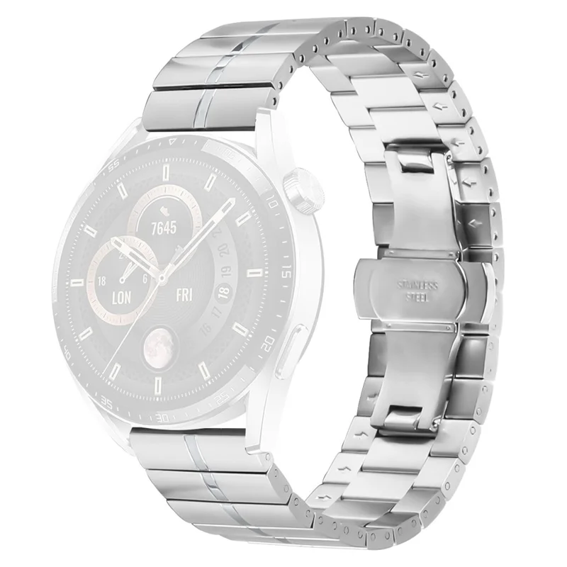 For Huami Amazfit Active Max Stainless Steel Strap Butterfly Buckle Replacement Wrist Band - Silver