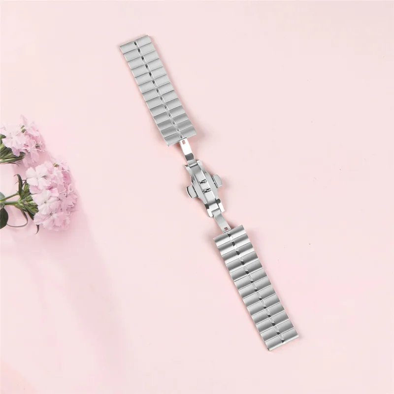 For Huami Amazfit Active Max Stainless Steel Strap Butterfly Buckle Replacement Wrist Band - Silver