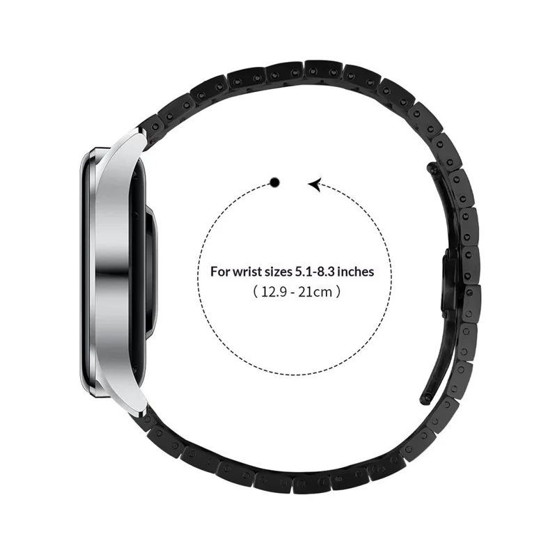 For Huami Amazfit Active Max Watch Band Butterfly Buckle Design Stainless Steel Strap - Black+Silver