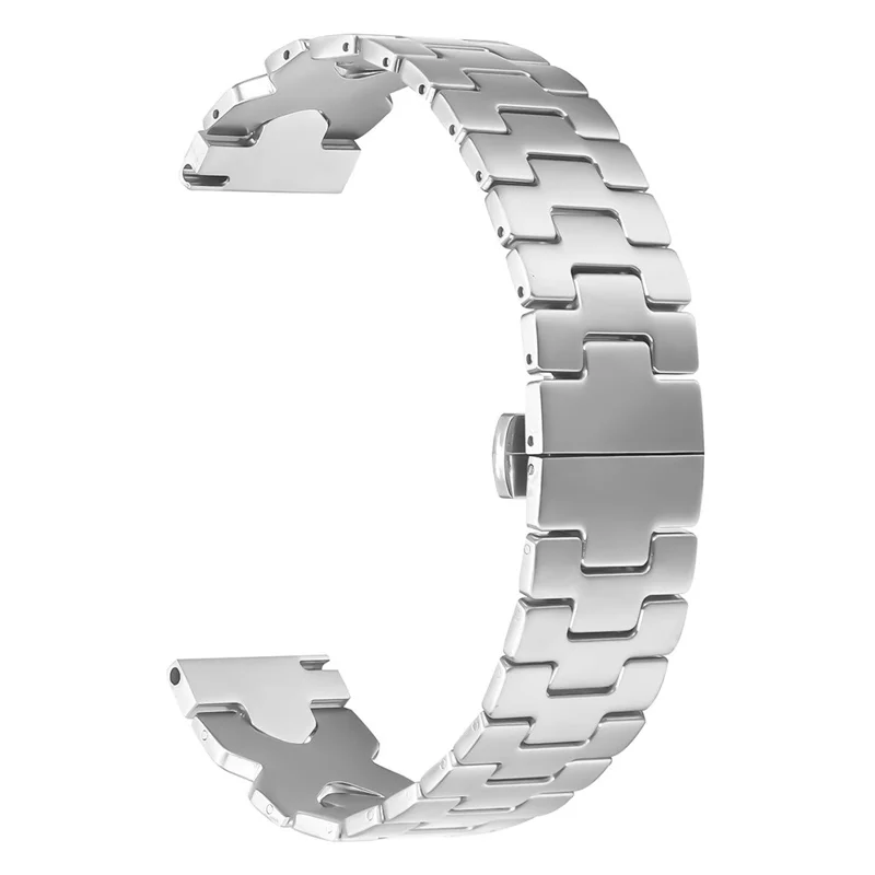 For Huami Amazfit Active Max Strap X Shape Link Stainless Steel Butterfly Clasp Watch Band - Silver