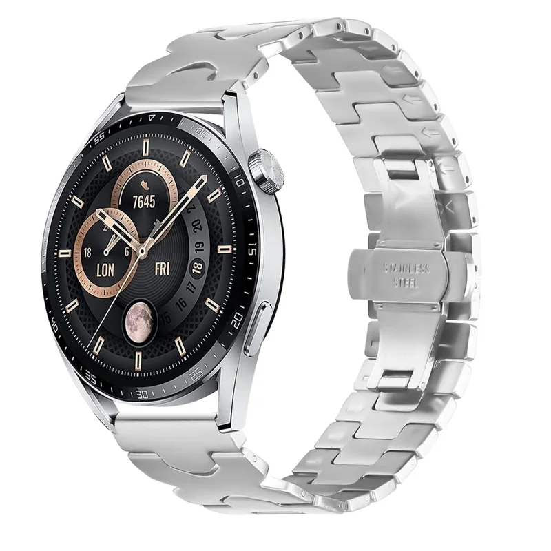 For Huami Amazfit Active Max Strap X Shape Link Stainless Steel Butterfly Clasp Watch Band - Silver