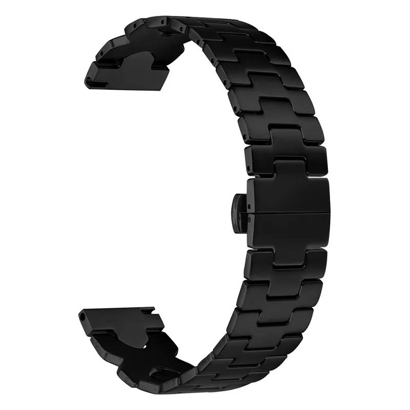 For Huami Amazfit Active Max Watch Strap X Shape Link Stainless Steel Butterfly Clasp Wrist Band - Black