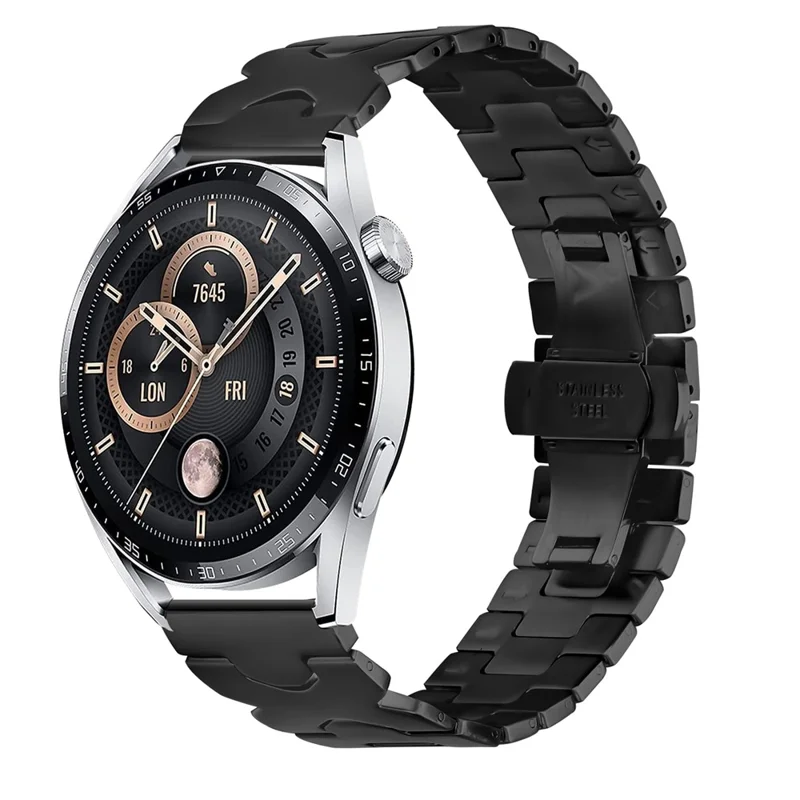 For Huami Amazfit Active Max Watch Strap X Shape Link Stainless Steel Butterfly Clasp Wrist Band - Black