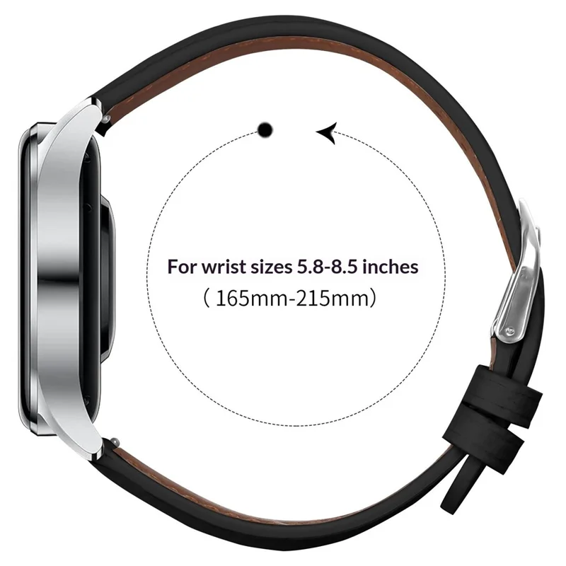 For Huami Amazfit Active Max Watch Band Litchi Texture Genuine Cow Leather Replacement Strap - Black