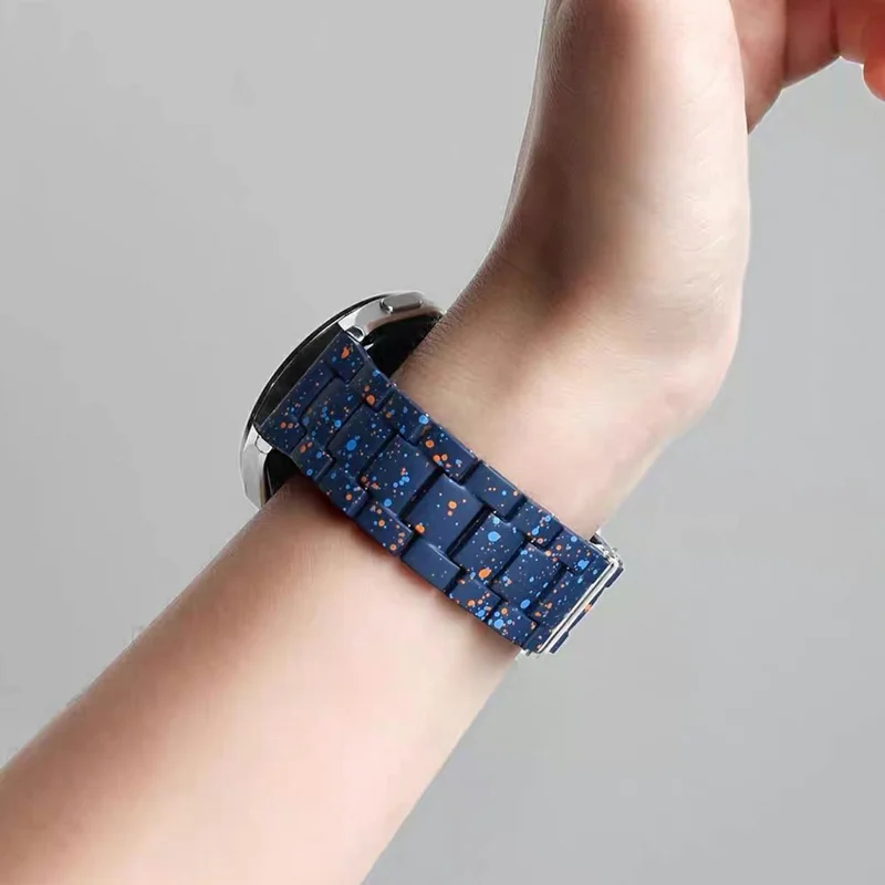 22mm Splash-Ink Design Strap for Huawei Watch GT 6 46mm / GT 5 Pro 46mm / GT 5 46mm Replacement PC Watch Band - Blue