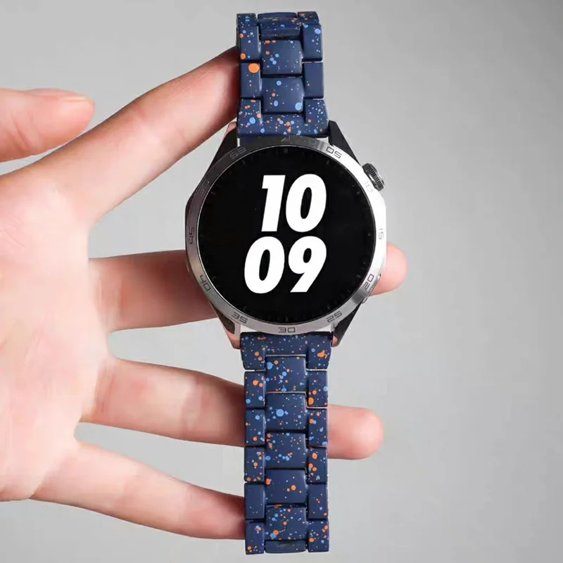 20mm Splash-Ink Design Strap for Samsung Galaxy Watch7 44mm / 40mm / Watch6 Classic 47mm / 43mm Replacement PC Watch Band - Blue