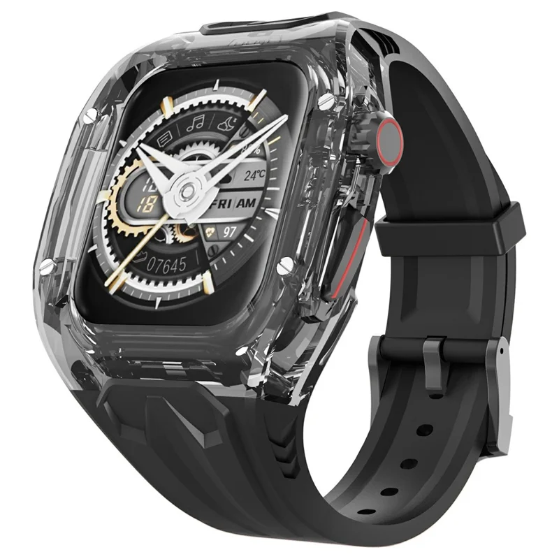 AHASTYLE WE28 For Apple Watch Series 11 46mm Silicone Watch Band with Anti-drop Case - Black