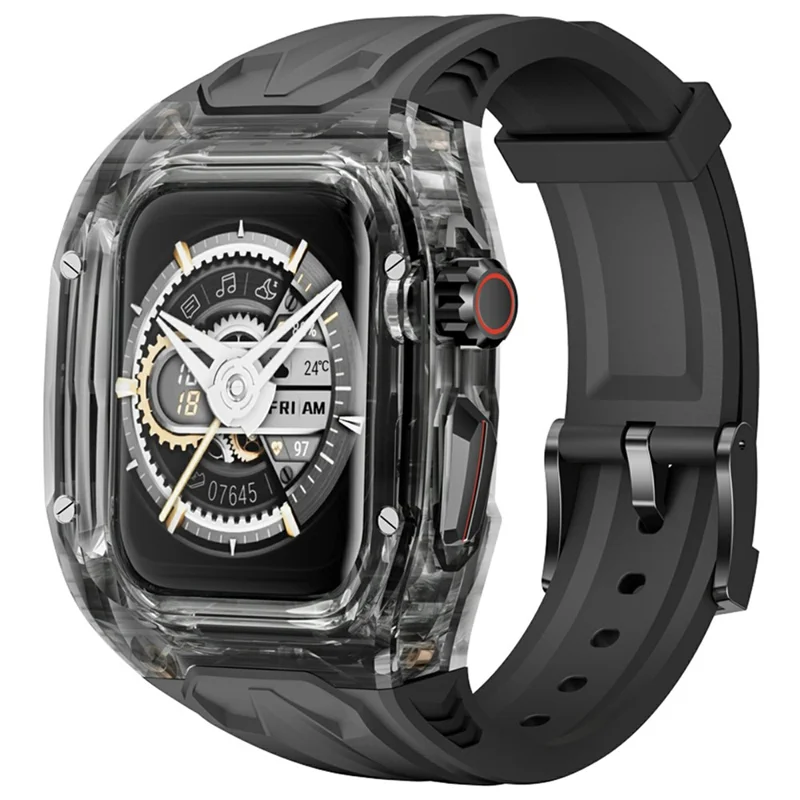 AHASTYLE WE28 For Apple Watch Series 11 46mm Silicone Watch Band with Anti-drop Case - Black