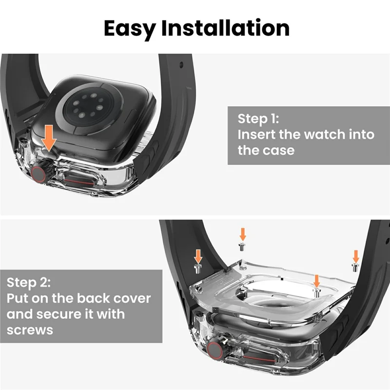 AHASTYLE WE28 For Apple Watch Series 11 46mm Silicone Watch Band with Anti-drop Case - Black