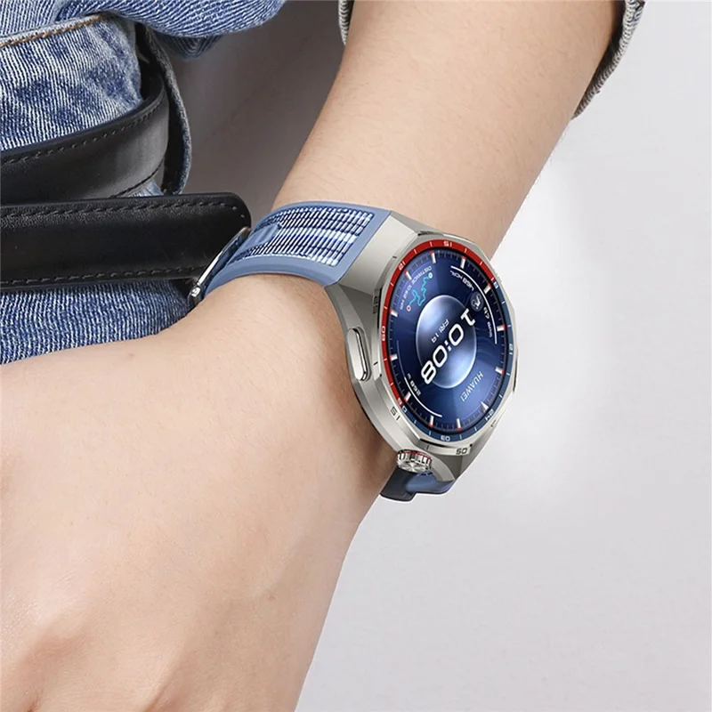 For Huawei Watch GT 6 Pro 46mm Composite Nylon Silicone Band Quick Release Button Watch Strap - Brown