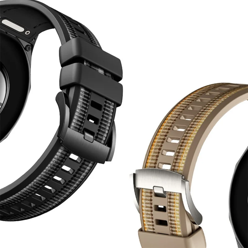 For Huawei Watch GT 6 Pro 46mm Composite Nylon Silicone Band Quick Release Button Watch Strap - Brown
