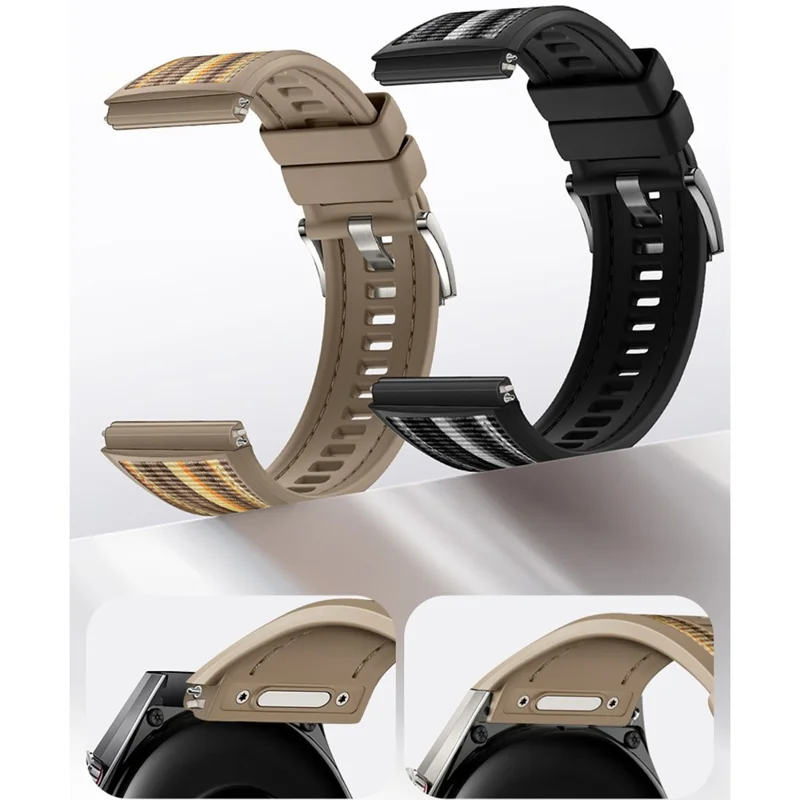 For Huawei Watch GT 6 Pro 46mm Composite Nylon Silicone Band Quick Release Button Watch Strap - Brown